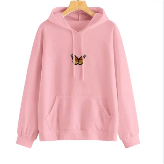 PINK BUTTERFLY  winter warm hoodie (624)