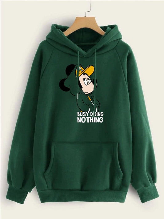 Green Busy Doing Nothing Hoodie For Winter (775)