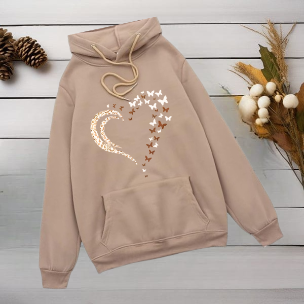 beige  Heart Winter warm hoodie (804)