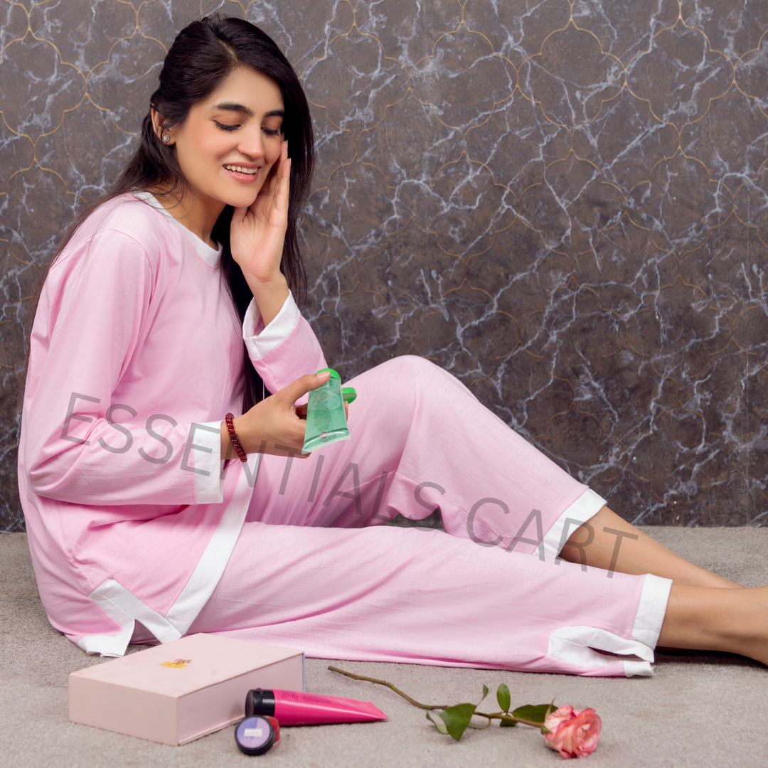 Pink Round Neck Full Sleeves With Flappers Trousers(637) (TB)