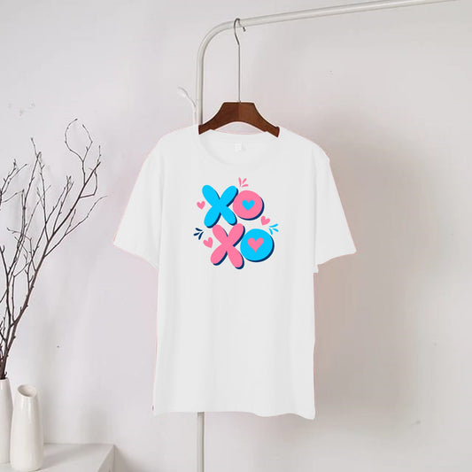 white xoxo Round Neck Half Sleeves T-Shirt (660)