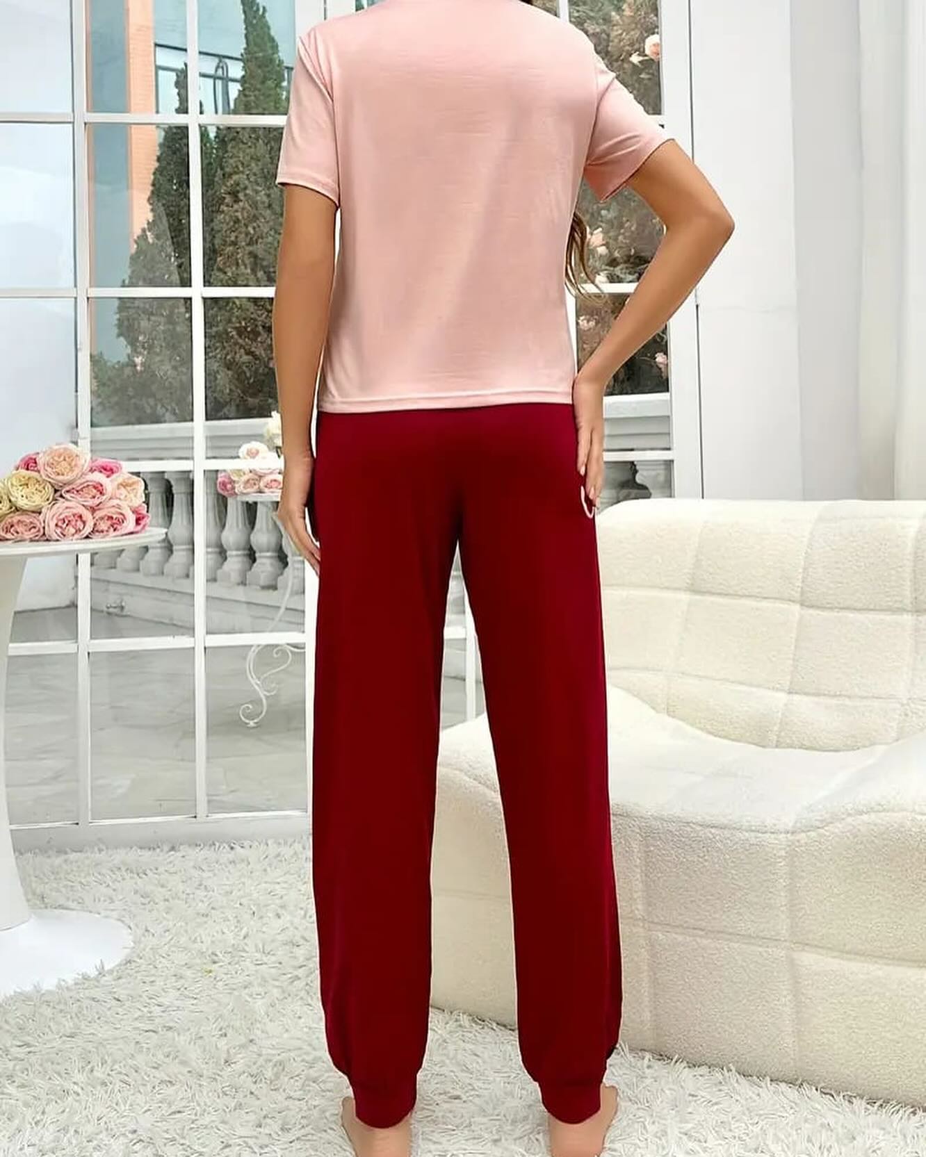 Tea Pink Sleep pajama night suit Half Sleeves (852)