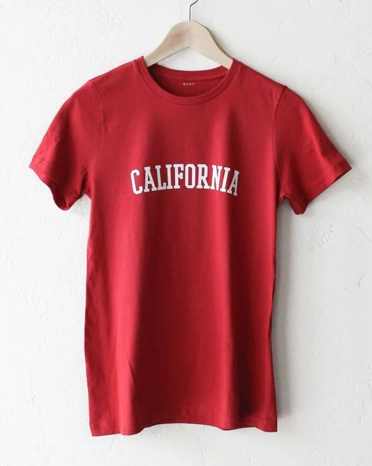 Red California printed Round Neck Half Sleeves T-Shirt (T10)