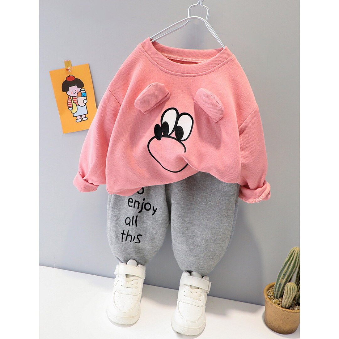 Winter Pink cute eyes  Printed Sweatshirt Track Suit for Kids(each) KWT-21