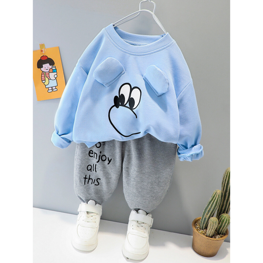 Winter Blue cute eyes  Printed Sweatshirt Track Suit for Kids KWT-20