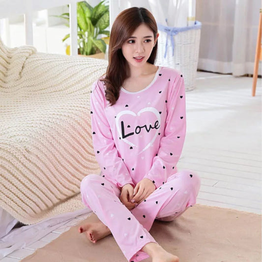 pink love heart printed night suit for her (329) (v3)