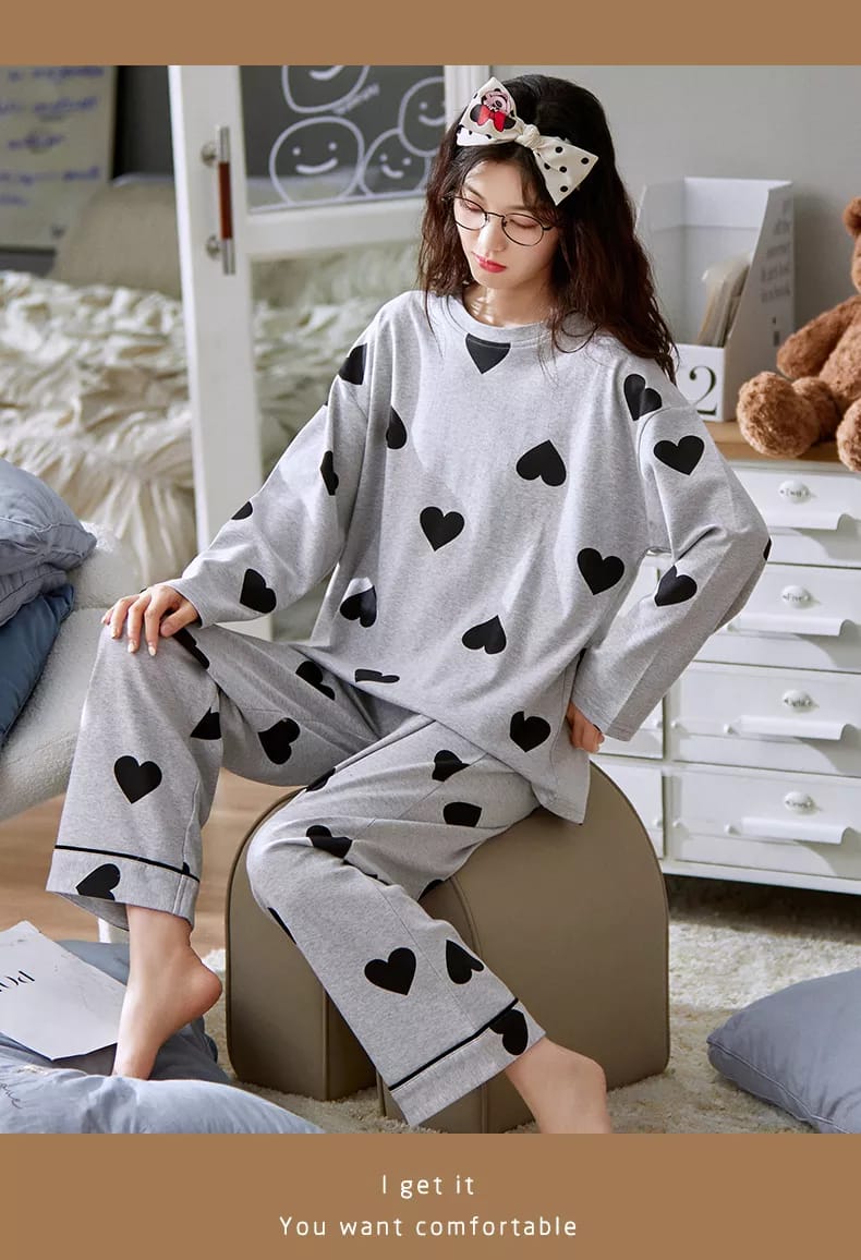 Black Multi Hearts in gray full sleeves  (445)