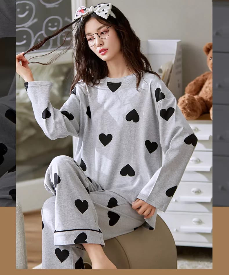 Black Multi Hearts in gray full sleeves  (445)