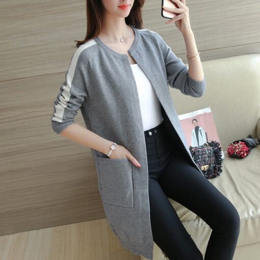 GRAY LONG STYLE WESTERN STRIPE STYLE LONG COAT FOR WINTER (117)