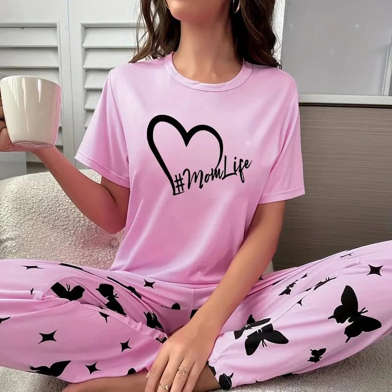 Pink Mom Life Half Sleeves  (809)