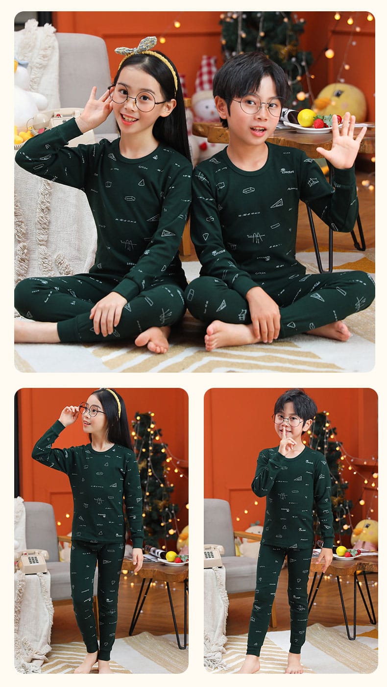 Dark Green Printed suit for kids (830)