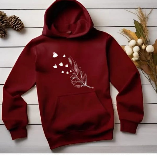 Maroon Feather winter warm hoodie (803)