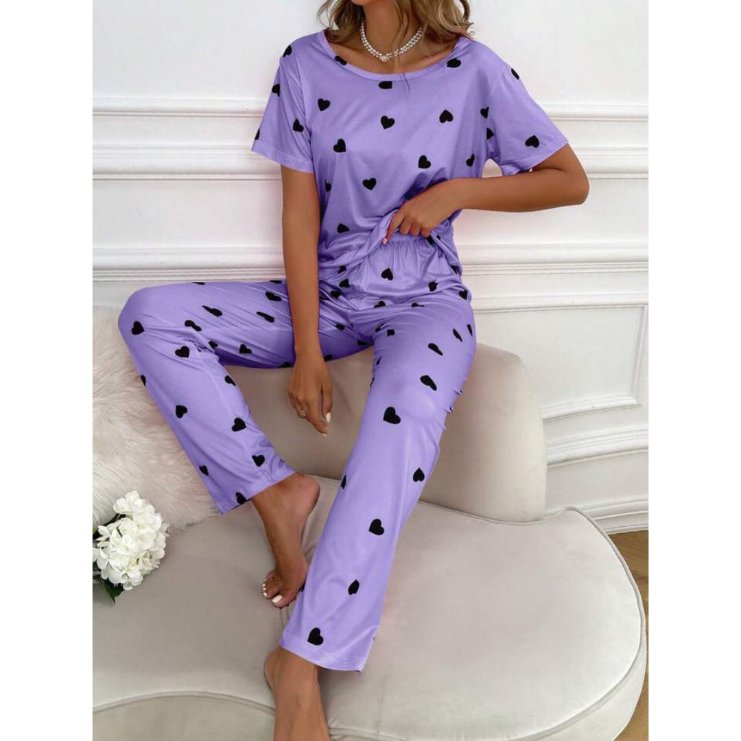 Black Multi Hearts in Purple Half Sleeves (839)