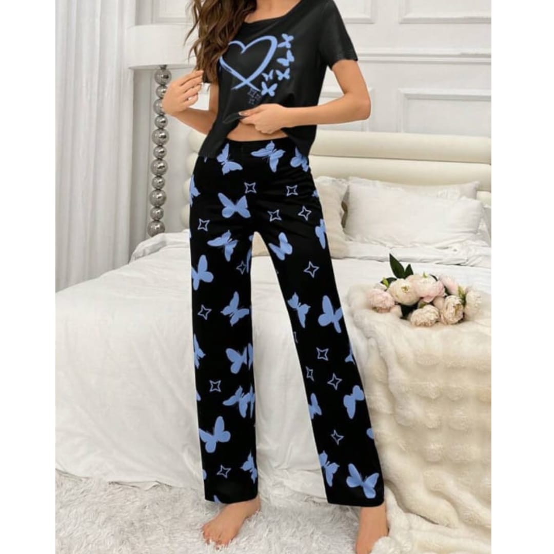 Black Hearts Bottlefly With Butterfly printer Trouser Half Sleeves (840)