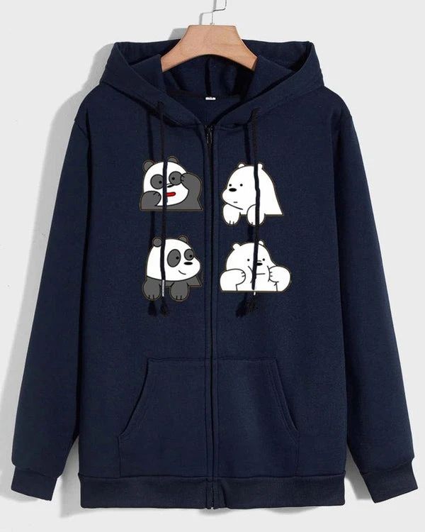 Navy Blue 4 Bears zipper For Winter(43) (771)