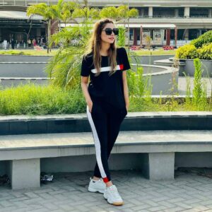 black with white and red panel track suit  half sleeves (433)(v3)