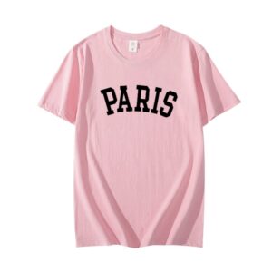 Pink Paris printed Round Neck Half Sleeves T-Shirt (T13)