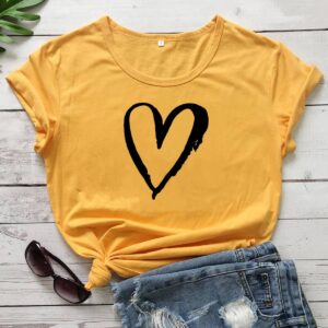 Yellow Heart  printed Round Neck Half Sleeves T-Shirt (T5)