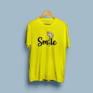Yellow Smile Flowers  printed Round Neck Half Sleeves T-Shirt (T6)