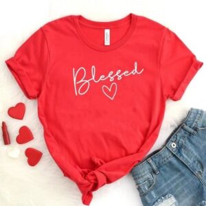 Red Blessed printed Round Neck Half Sleeves T-Shirt (t1)