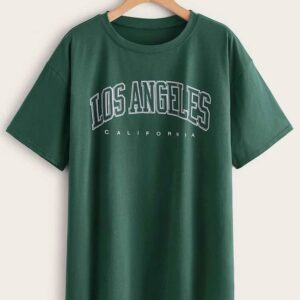 Green los angeles printed Round Neck Half Sleeves T-Shirt (T11)