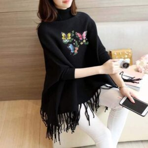 Black butterfly poncho (679)