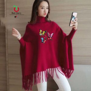 MAROON butterfly poncho (676)