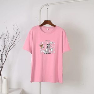 Pink On Sunday We Do Nothing Round Neck Half Sleeves T-Shirt (694)