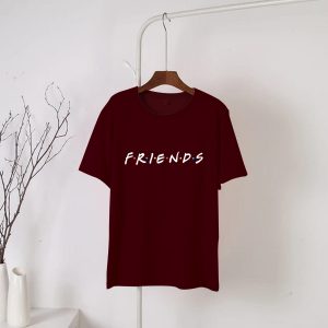 Maroon Friends Round Neck Half Sleeves T-Shirt (693)