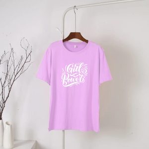 Pink Girls Power Round Neck Half Sleeves T-Shirt (666)