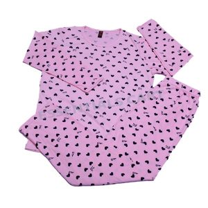pink heart printed full sleeves night suit for her(529)(v3) (OS)