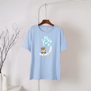 Sky blue We Are Cute Together Round Neck Half Sleeves T-Shirt (664)
