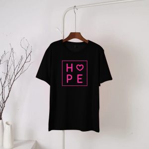 Black Pink Hope Printed  Round Neck Half Sleeves T-Shirt (661)