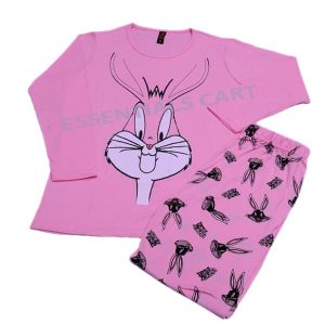 pink bunny full sleeves night suit for her(254) (V2) (OS)