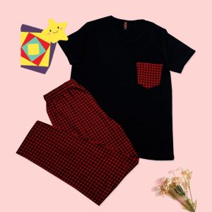 Red and Black check half sleeves for her (559) (OS)