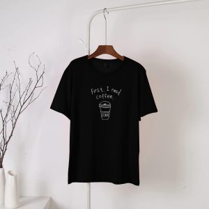 Black i need coffee Galaxy Round Neck Half Sleeves T-Shirt (697)