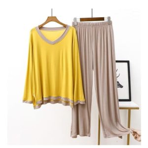 Yellow with contrast v neck full sleeves(654)