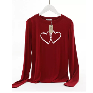 Red double hearts Round Neck Full  Sleeves T-Shirt(723)