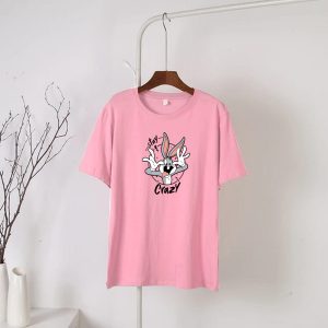 Pink Stray Crazy Round Neck Half  Sleeves T-Shirt(717)