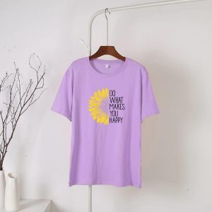 Purple do what makes you happy  Round Neck Half  Sleeves T-Shirt(731)
