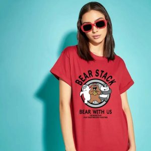 Bear Stack Round Neck Half  Sleeves T-Shirt(734)