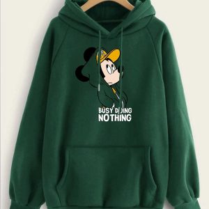 Green Busy Doing Nothing Hoodie For Winter (775)