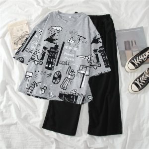 Gray Planet Music With Black Trouser Half Sleeves (805)
