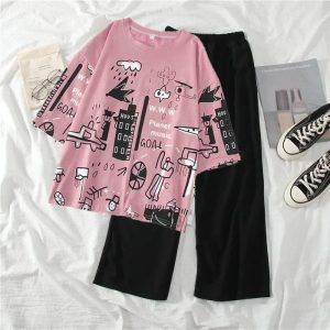 Pink Planet Music With Black Trouser Half Sleeves (837)