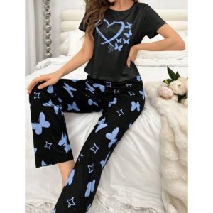 Black Hearts Bottlefly With Butterfly printer Trouser Half Sleeves (840)
